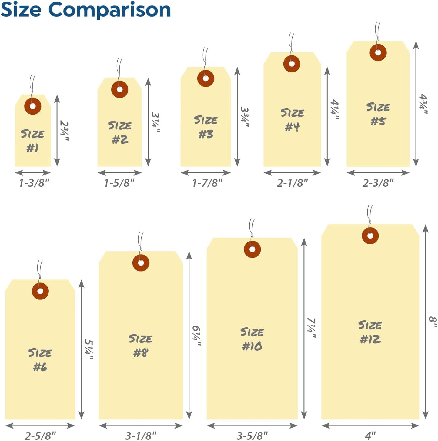 SmartSign Blank Manila Shipping Tags with Wire, Size #3 | PreWired, 13pt Cardstock Tags, 3 3/4" x 1 7/8", Pack of 100