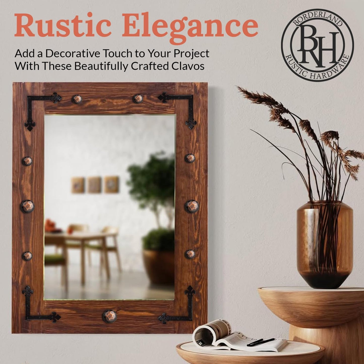 50 Pack 2" Round Head Iron Clavos Decorative Nails – Oil Rubbed Bronze – Handmade Rustic Round Fasteners for Farmhouse Shutters, Faux Wood, Barn Doors, Shutters, Gates – Ornamental Wood Accent