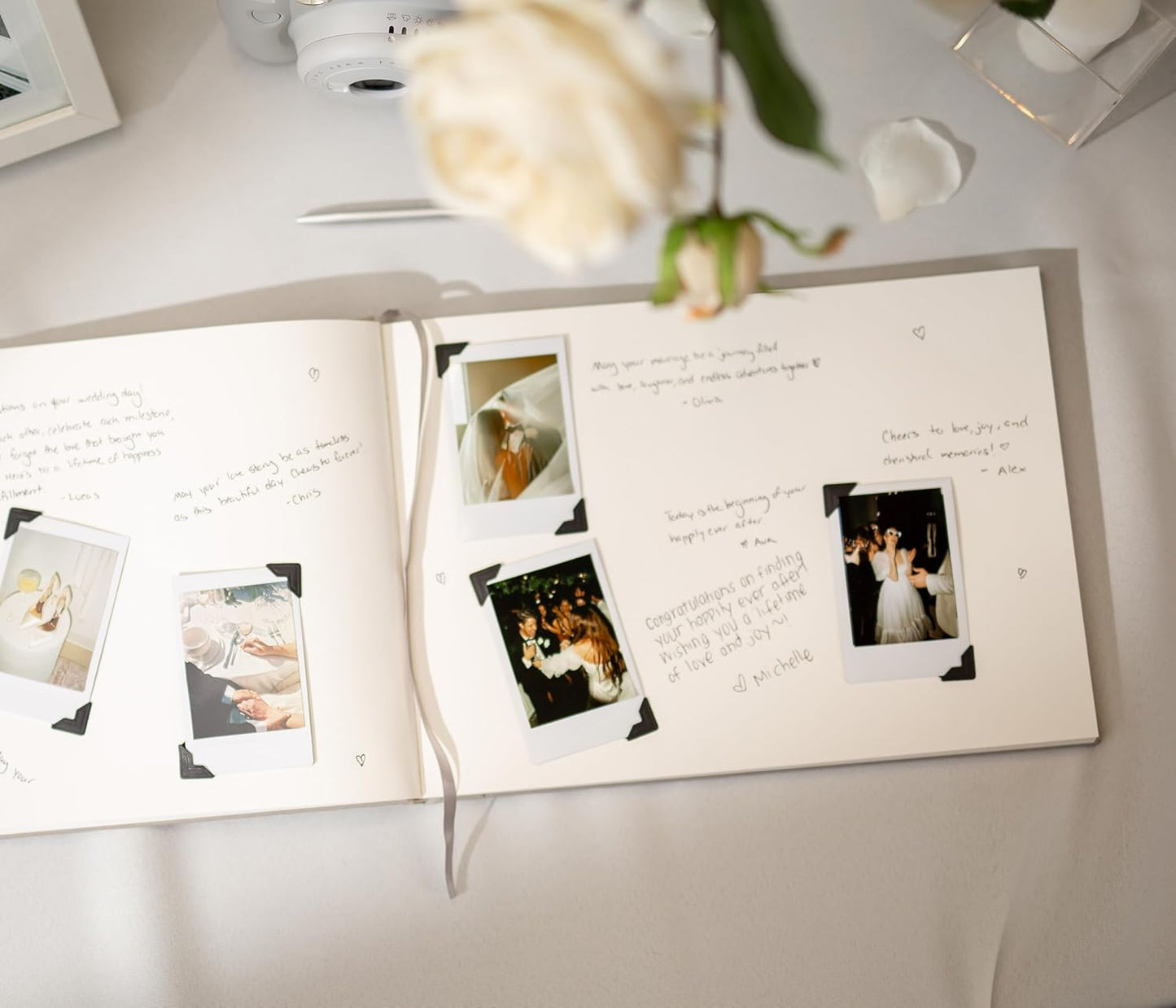 MUUJEE Personalized Guestbook in Oats- Premium Custom Modern Guest Book for Wedding Reception, Birthday Party or Events w/Bookmark Blank Pages for Signing 11.5 x 8.5 inches