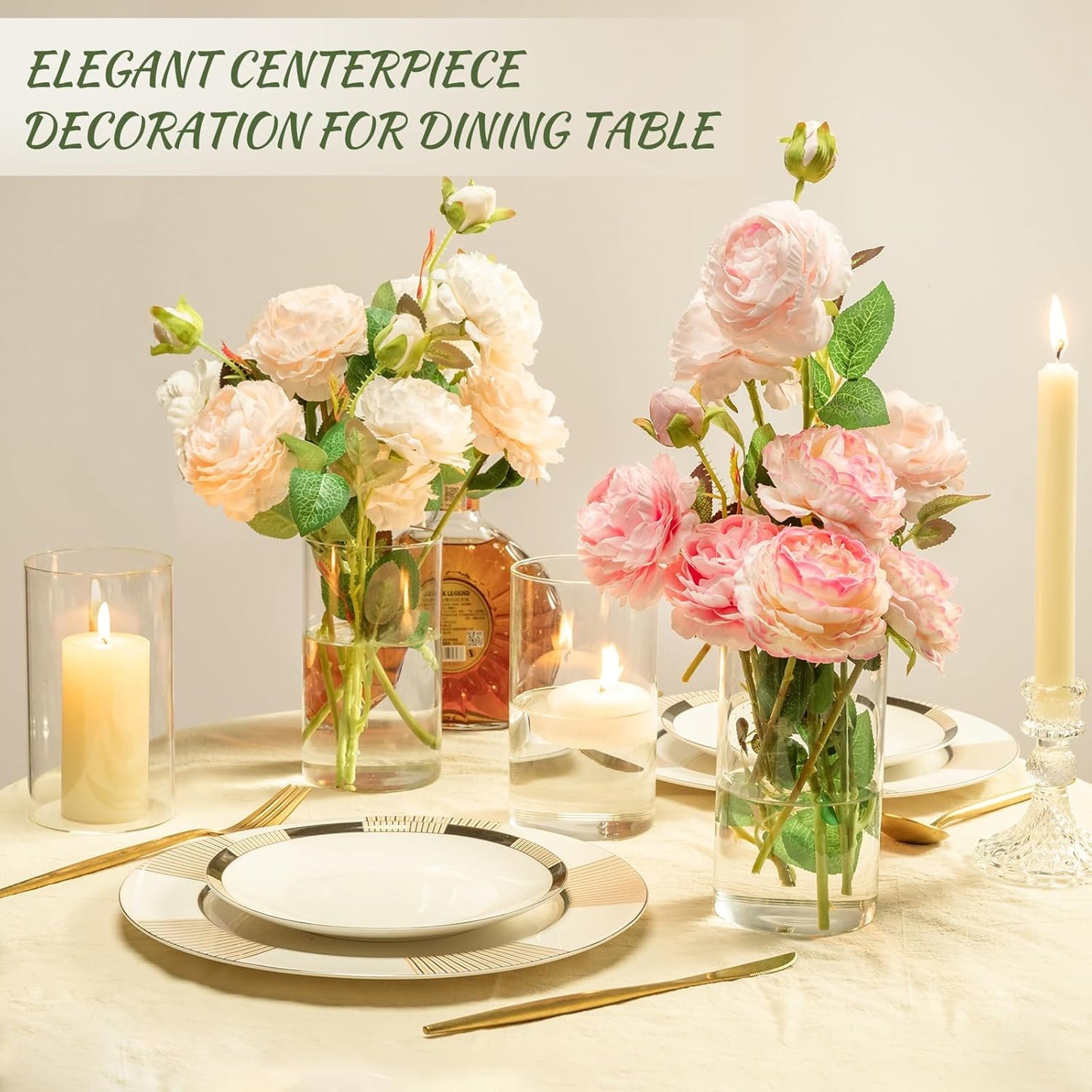 12pcs Glass Cylinder Vases for Centerpieces - 6 Inch Tall Flower Vase for Wedding Decorations, Clear Glass Flower Vases Floating Candle Holder for Table Centerpiece Wedding Home Décor