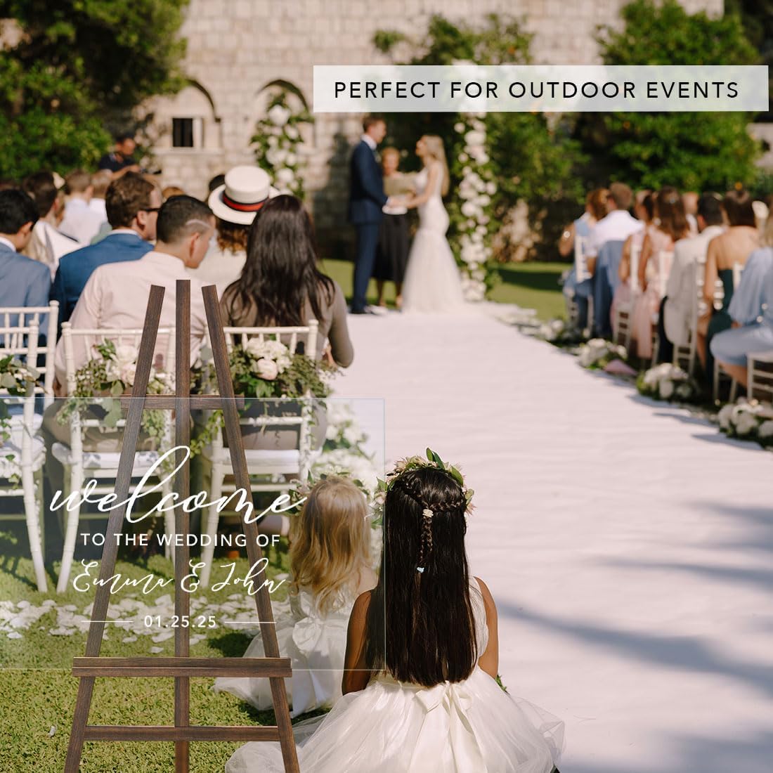 Andaz Press Custom Large Wedding Acrylic Sign, 16 x 24 Inches, Welcome, Personalized Sign, Welcome Sign For Modern Wedding Decor Decorations For Reception