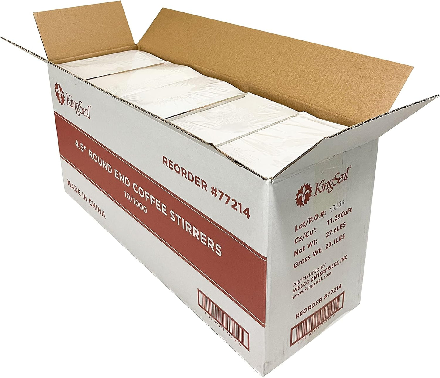 2000 Count | KingSeal Natural Birch Wood Coffee Beverage Stirrers, Stir Sticks, Waxing Sticks, Popsicle Sticks, 4.5 Inches, Round End - 2 Boxes x 1000 Stirrers