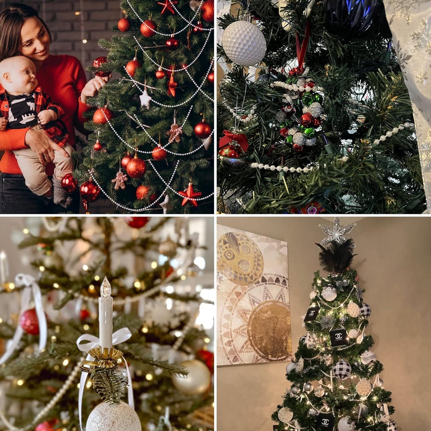 XINHUIDALSQ Craft String of Pearls 10 MM Faux Pearl Beaded, 33 Feet Ivory Garland Bead String for Christmas Tree Decorations, Wedding Party Decoration(Ivory, 10mm/10M)