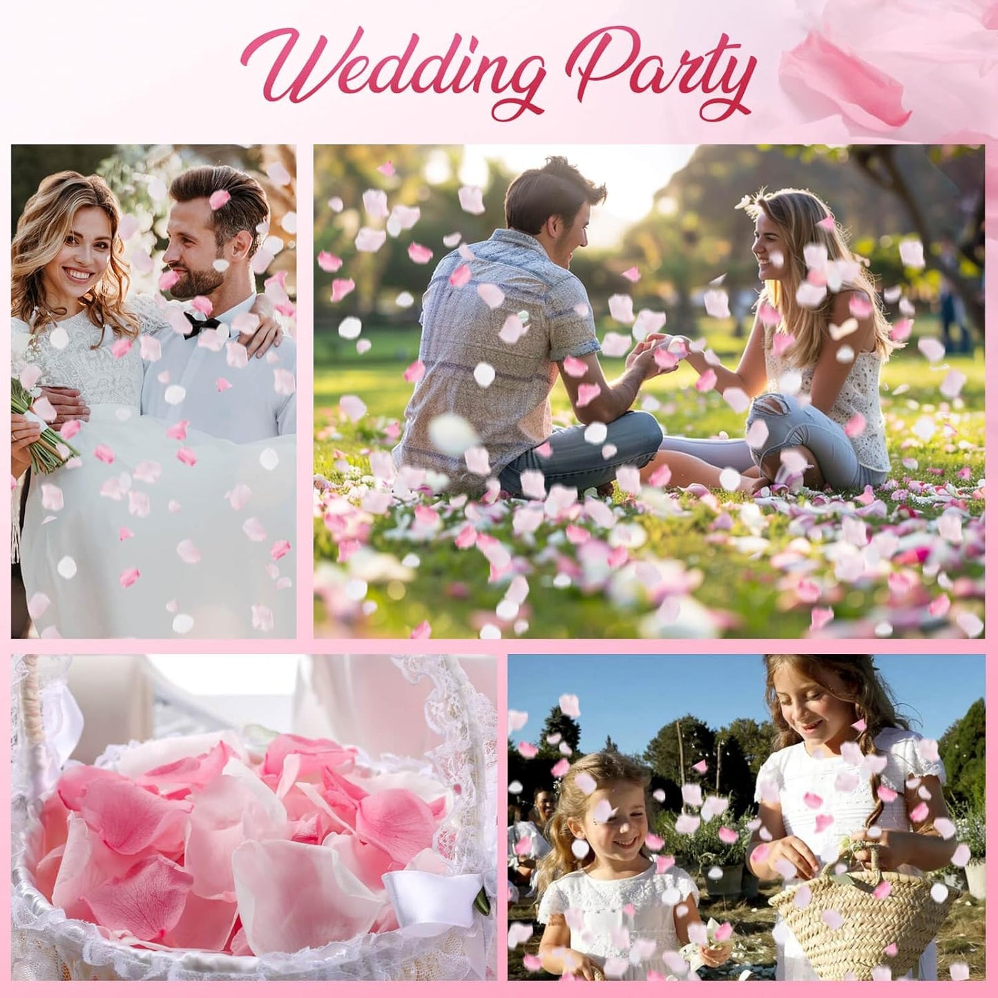 180 PCS Real Pink White Rose Flower Petals Confetti for Wedding to Throw, 1.75oz Freeze Dried Rose Petal for Proposal Centerpieces Romantic Night Decor