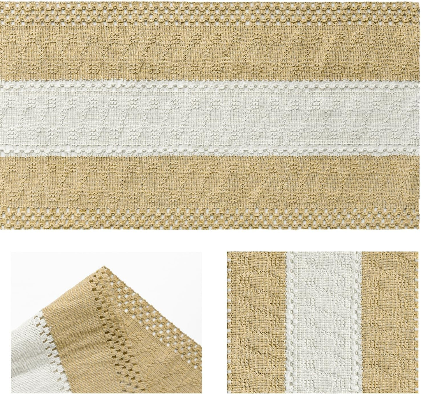 Artoid Mode Burlap Brown Farmhouse Rustic Table Runner, Seasonal Hollow Kitchen Dining Table Decoration for Home Party Decor 12x48 Inch