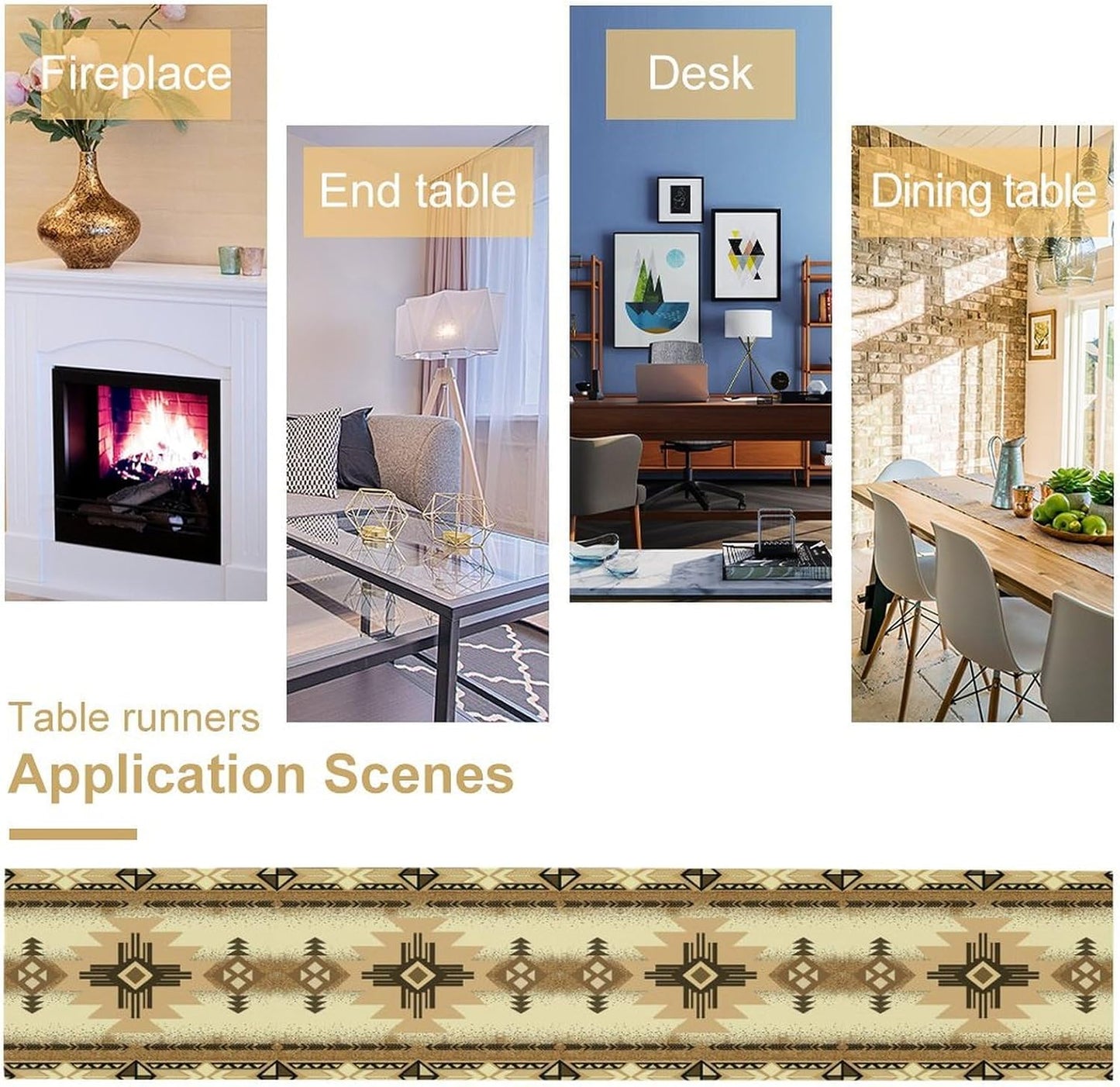 Aztec Table Runner Southwestern Ethnic Style Geometric Navajo Tribe Abstract Pattern Vintage Rustic Table Dinner Table Runner 13x108 Inch