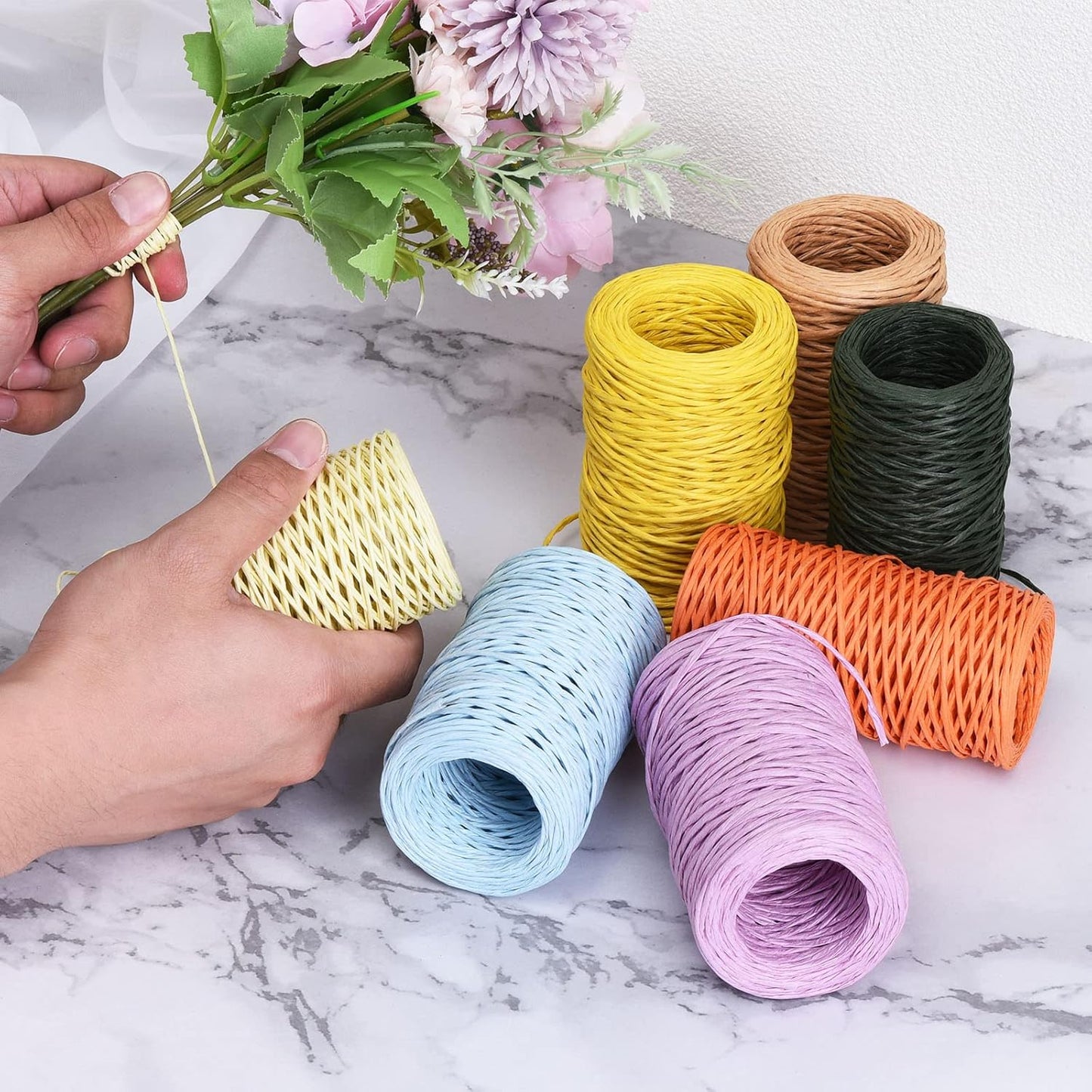 PATIKIL 164 Feet Floral Bind Wire Wrap Twine, 2mm Florist Wire Iron Wire Paper Covered Vine Wrapping Binding Wire for Flower Bouquets, Khaki