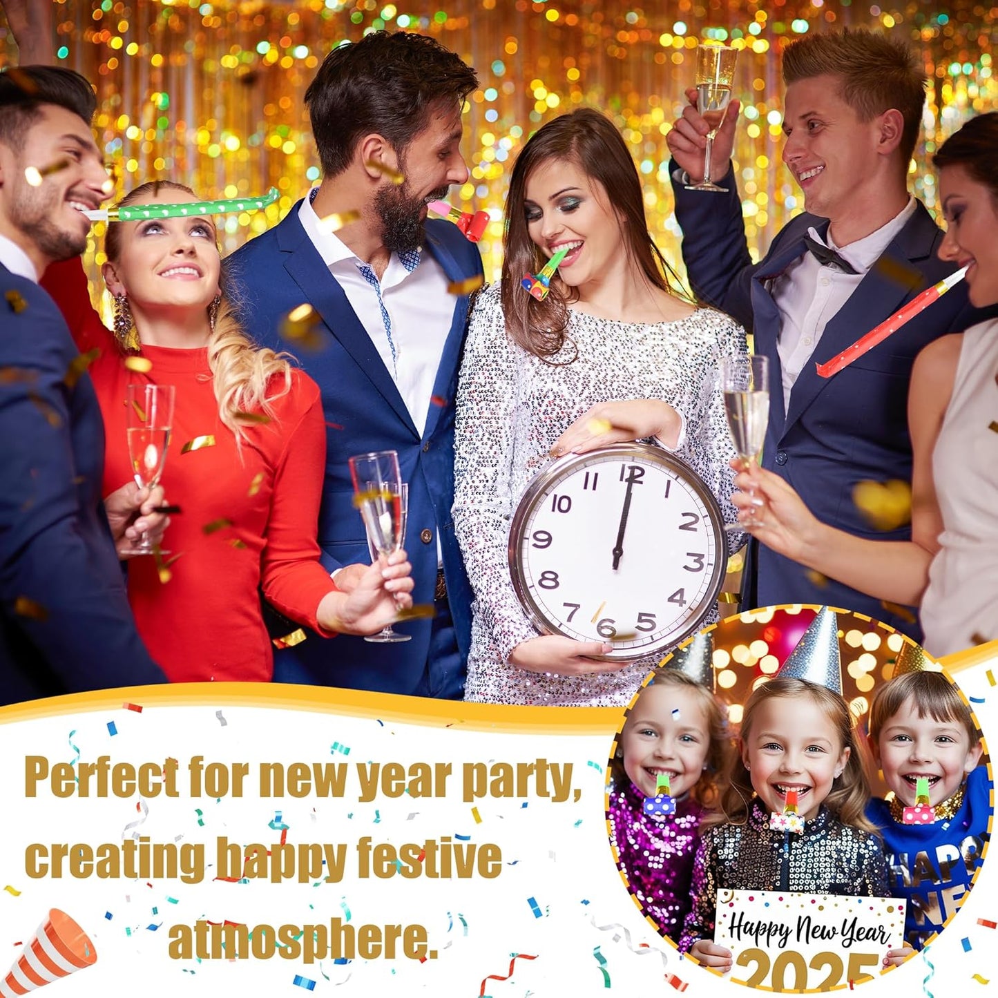 12 Pcs Party Blower Colorful Blowouts Noisemakers Birthday Blowouts Whistles for Party Favors(Colorful Paper Roll)