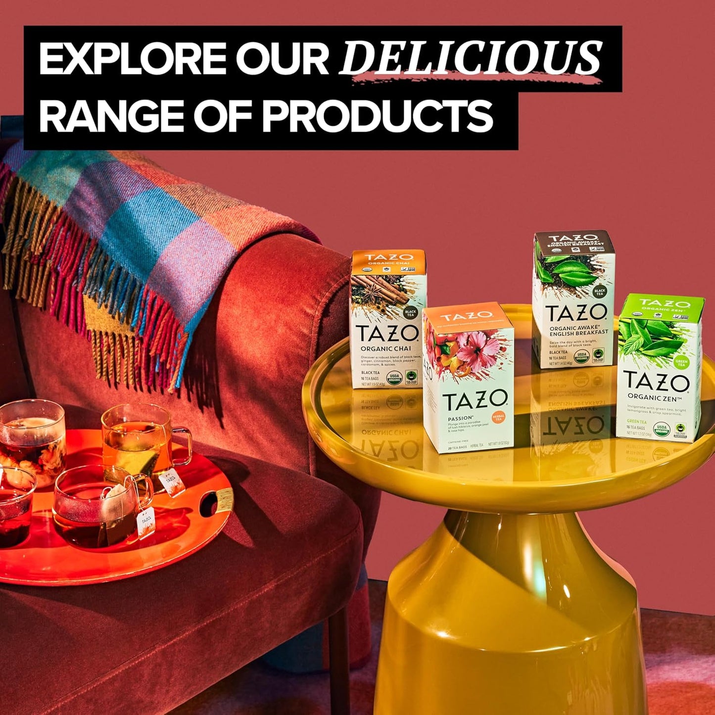 TAZO Organic Awake English Breakfast Black Tea Bags, 96 Total Tea Bags (16ct - Pack of 6)