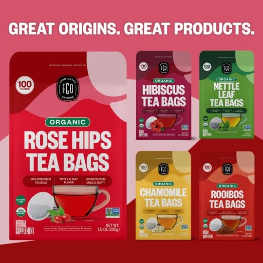 FGO Organic Rosehips Tea, 20 Count, Eco-Conscious Herbal Tea Bags, Resealable Bag, Caffeine Free, Packaging May Vary (Pack of 1)
