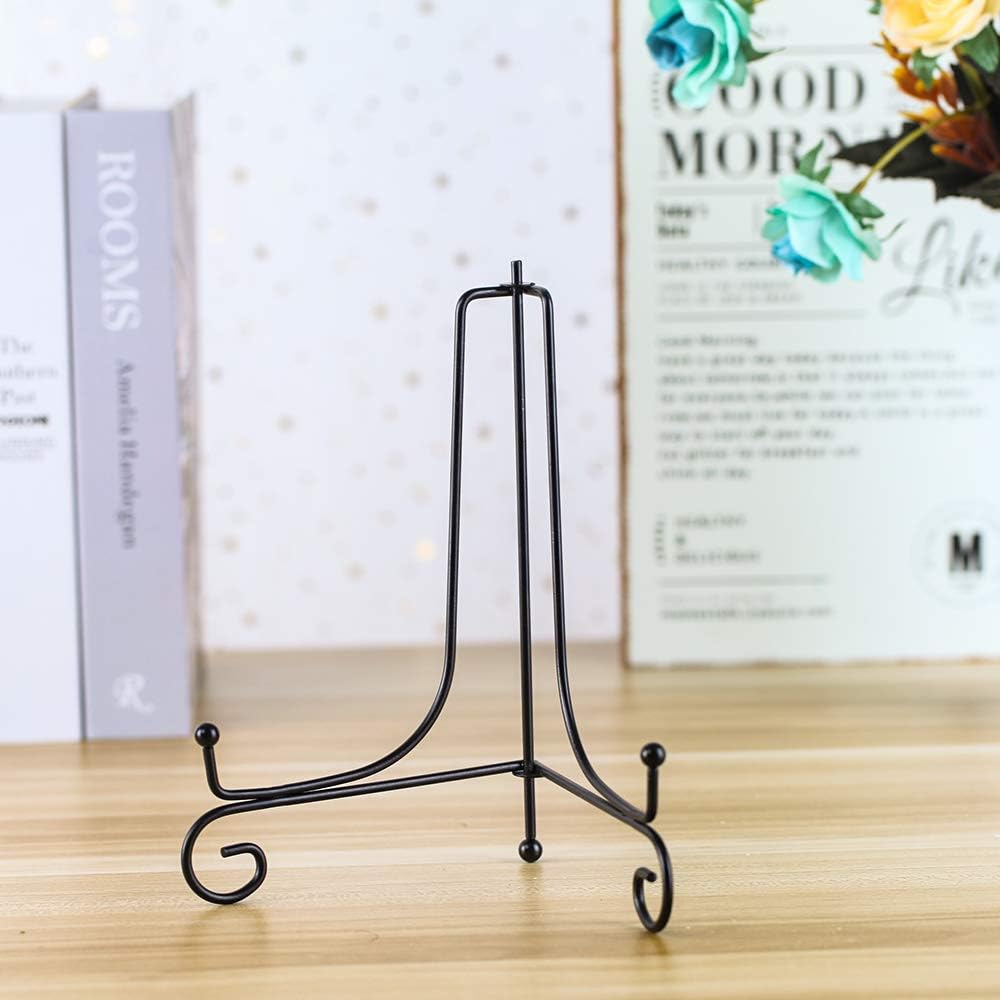 (2 pack)Iron Display Stand, Black Iron Easel Plate Display Photo Holder Stand, Displays Picture Frames, Cookbooks, Decorative Plates, Tablets and Art 8 Inch