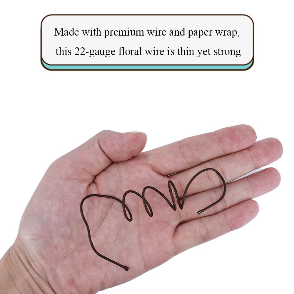 HAHIYO 18Gauge Brown Paper-Wrapped Metal Floral Wire 14 Inches(36cm), 70 Pack Flexible Paddle Wires Florist Wire Garden Wires for Craft Christmas Wreath Flower Arrangement Bouquet Wrapping Wedding DIY