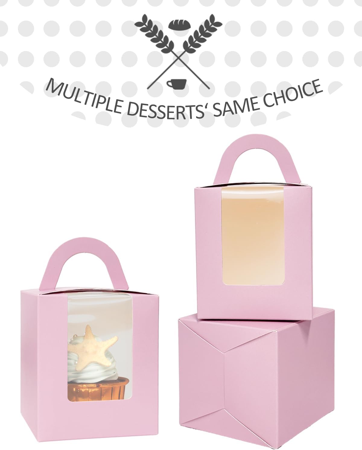 qiqee Lavender Cupcake Boxes Individual Cupcake Holders Disposable 50pcs Single Cupcake Boxes with Window 3.7" 3.7"*4.5" Cupcake Containers