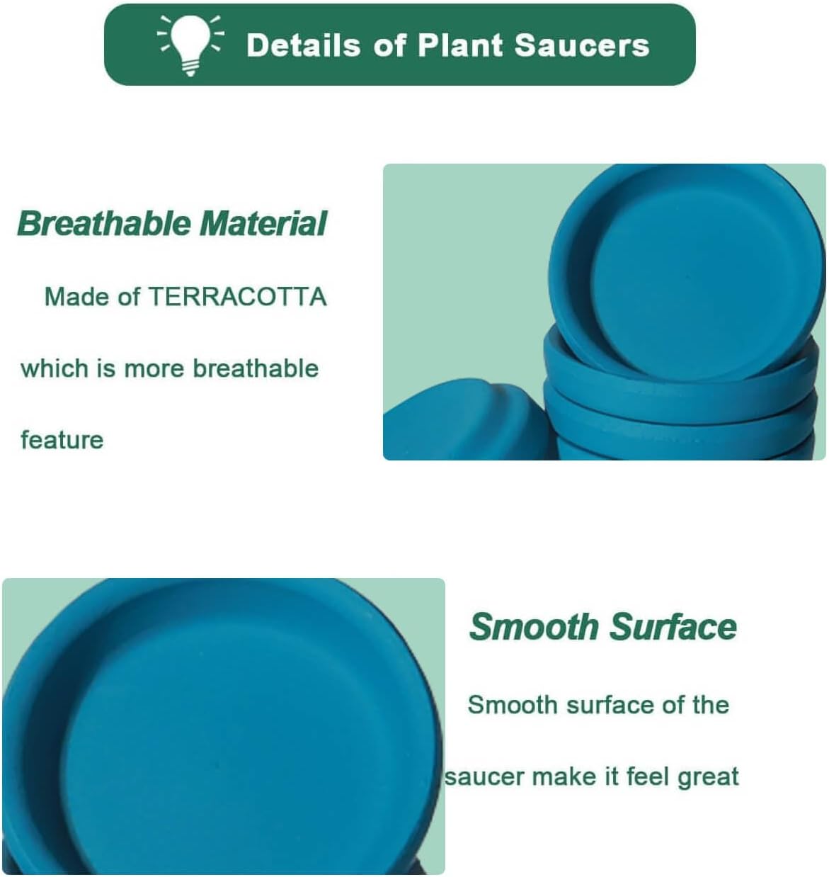 vensovo 2 Inch Steel Blue Terracotta Plant Saucer Pots Tray - 12 pcs Mini Planter Saucers for Indoor & Outdoor Plants, Small Clay Trays Perfect for 1 Inch 1.5Inch Flower Pot