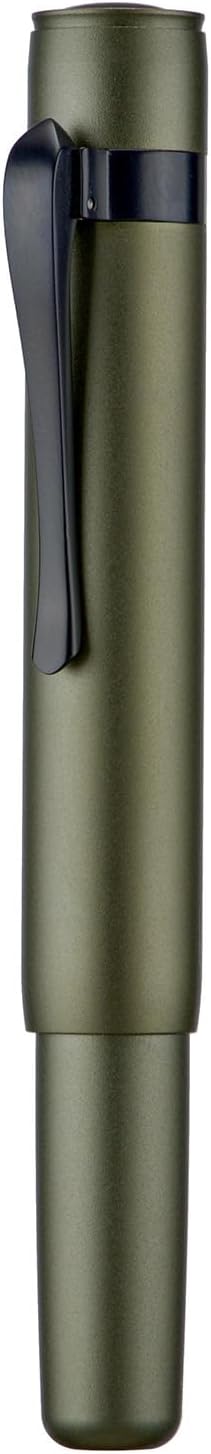 Hongdian M2 Black Forest Mini Fountain Pen, Bent Nib & Sleek Shape Aluminium Short Pocket Travel Pen (Army Green)