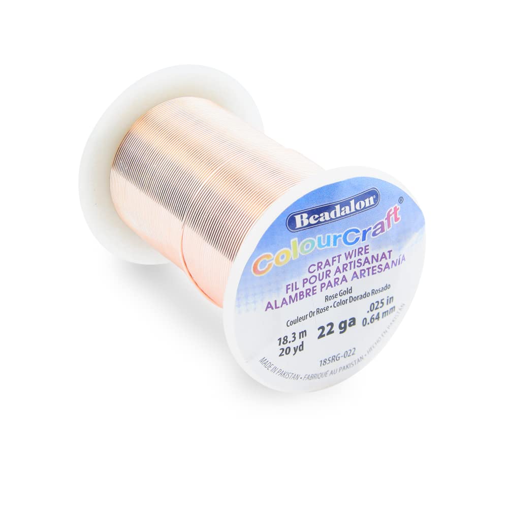 Beadalon ColourCraft Wire, 22 Gauge, Rose Gold Color Silver Plated, 20 yd Spool