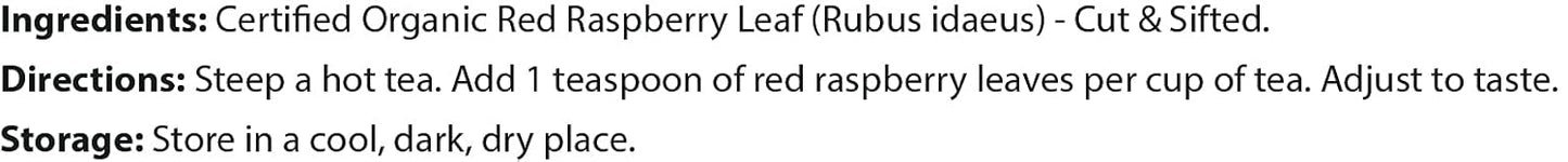 FGO Organic Red Raspberry Loose Leaf Herbal Tea, Cut and Sifted, Caffeine Free, Resealable Bag, 4oz (Pack of 1)