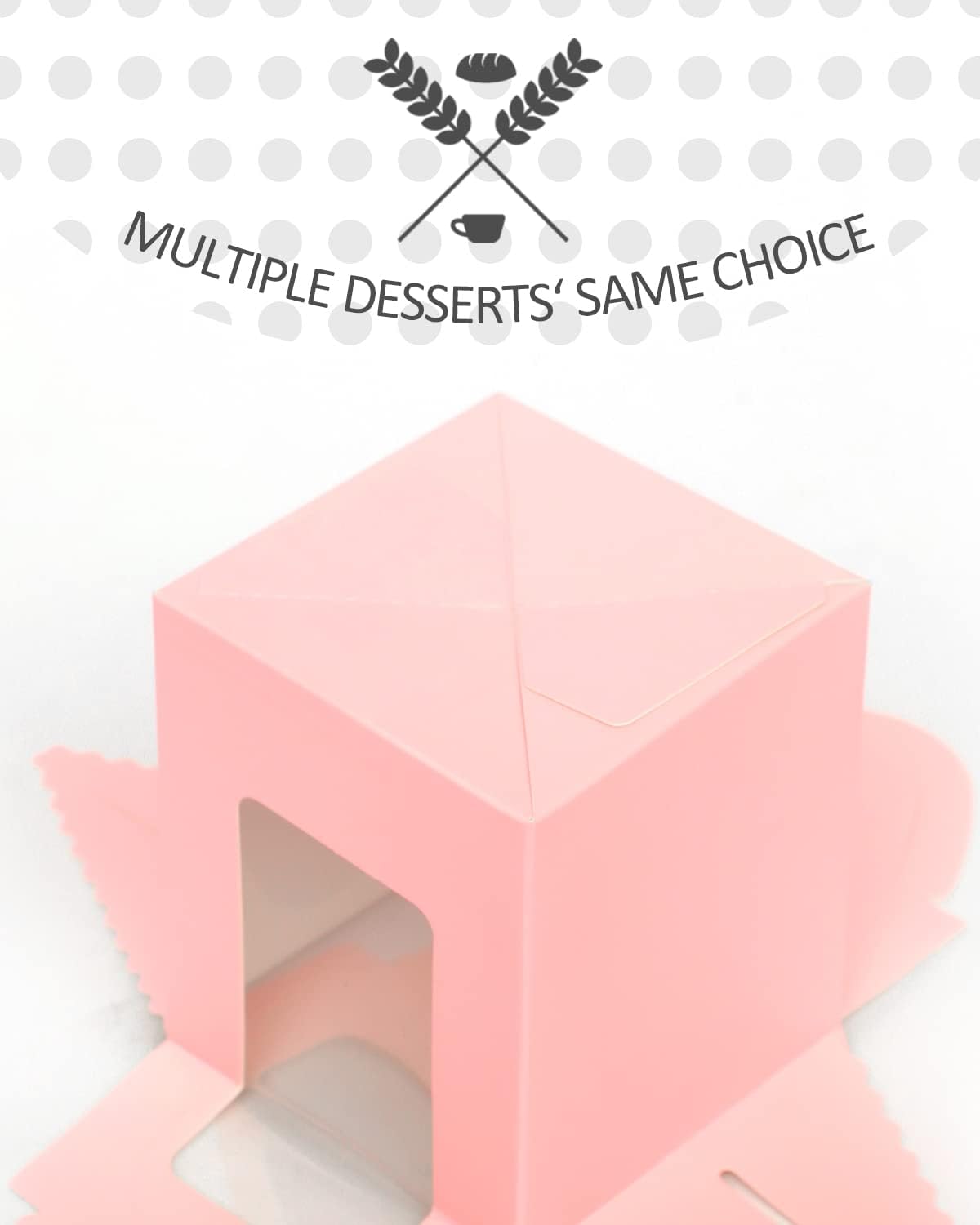 qiqee Pink Cupcake Boxes Individual 100 Packs Cupcake Holders Disposable Single Cupcake Boxes with Window 3.6" 3.6"*4.3" Cupcake Containers