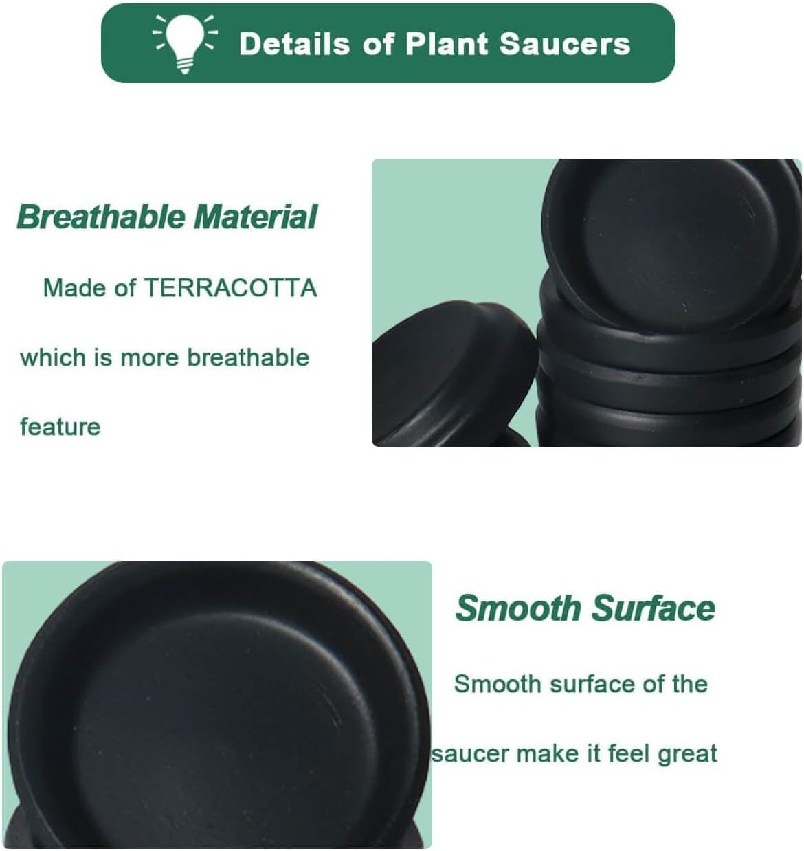 vensovo 2 Inch Black Terracotta Plant Saucer Pots Tray - 12 pcs Mini Planter Saucers for Indoor & Outdoor Plants, Small Clay Trays Perfect for 1 Inch 1.5Inch Flower Pot