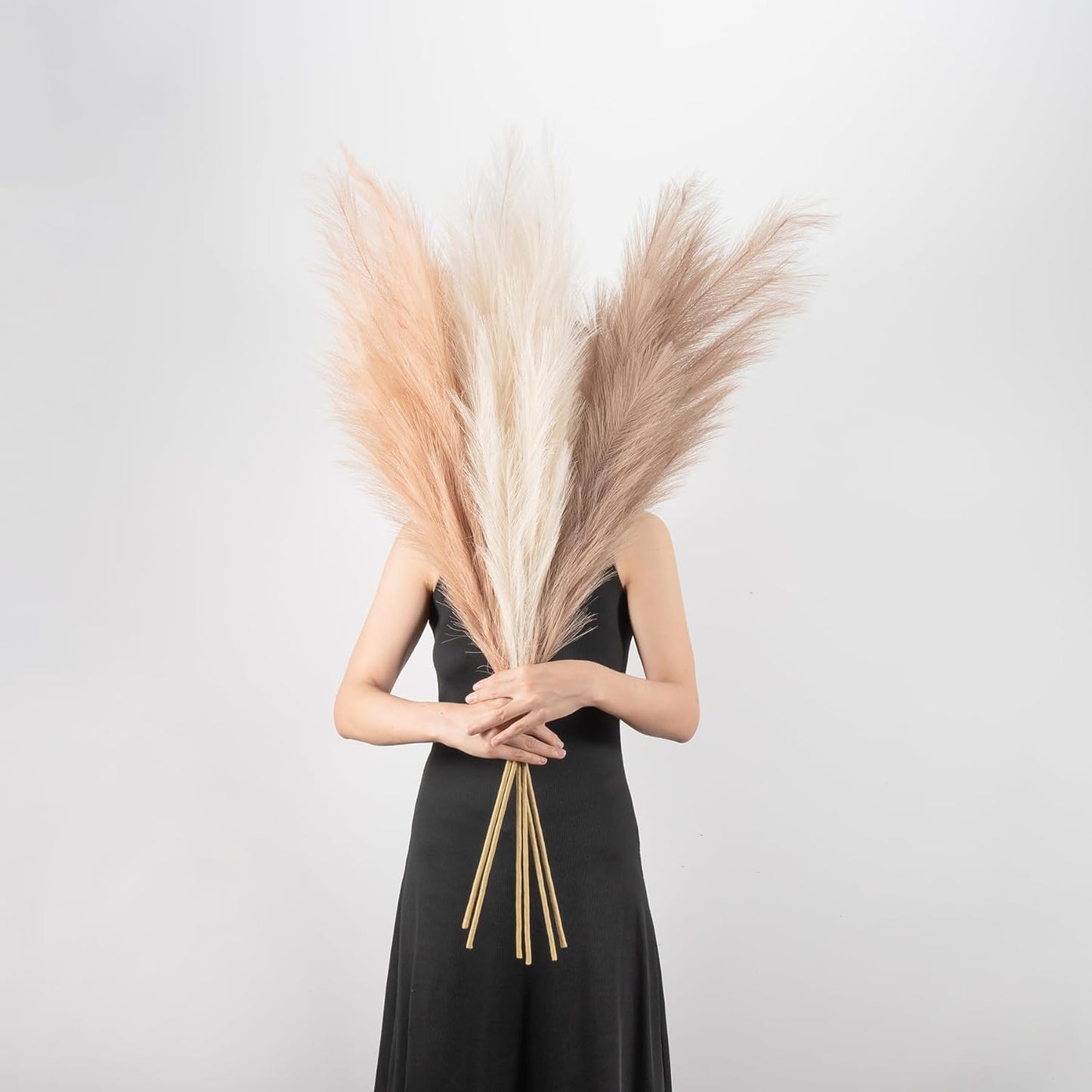 EVODIS Pampas Grass Decor Tall, 43"/110cm Faux Pampas Grass 6 Stems Large Pompass Grass Branches Tall Bulk Boho Flower Arrangement for Home Room Wedding Party Decor