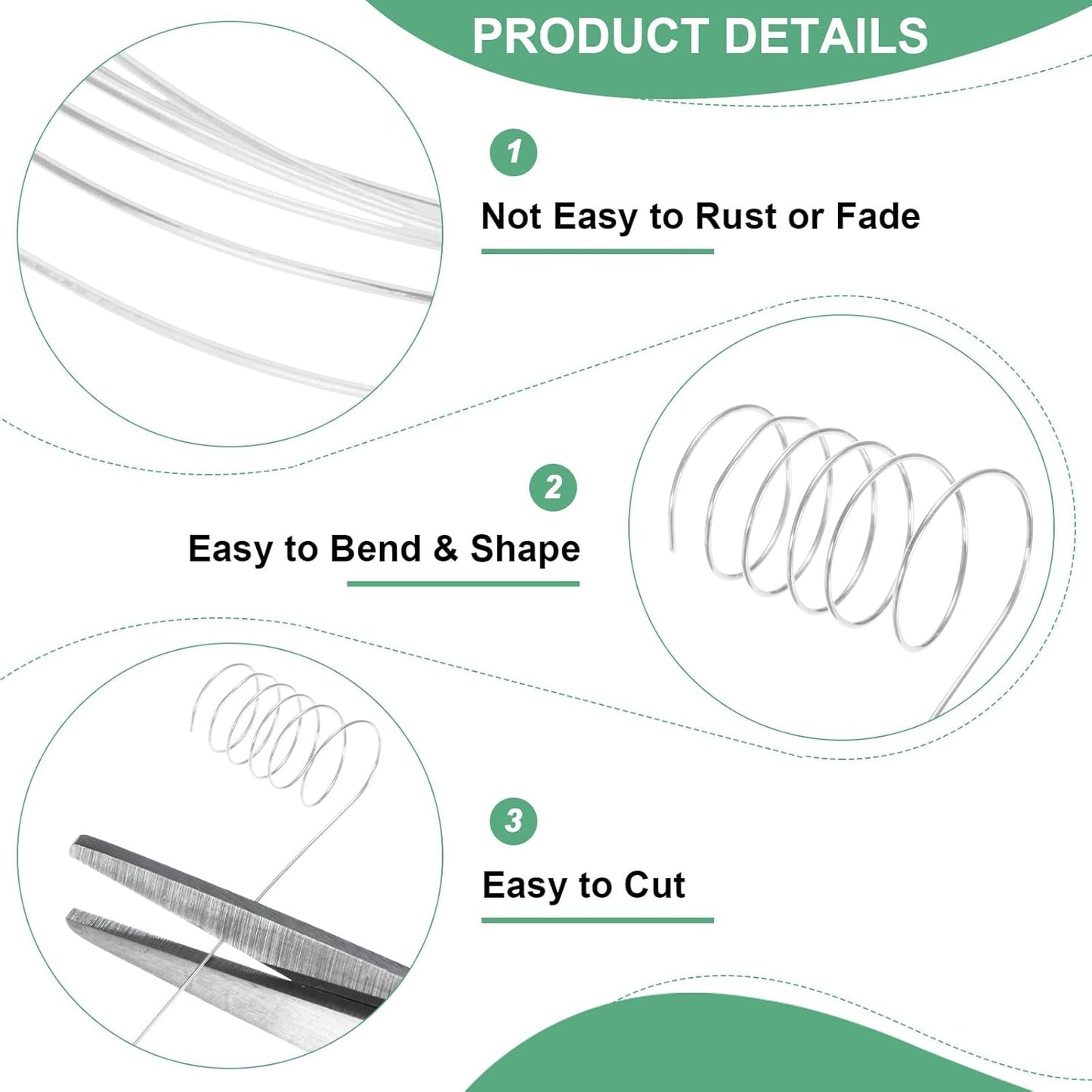 0.4 mm/26 Gauge Copper Wire for Jewelry Making, 30.2FT Copper Beading Craft Wire for Jewelry/Weaving/DIY Crafting/Planting, Color-Retaining [9.2M, Bright Silver]