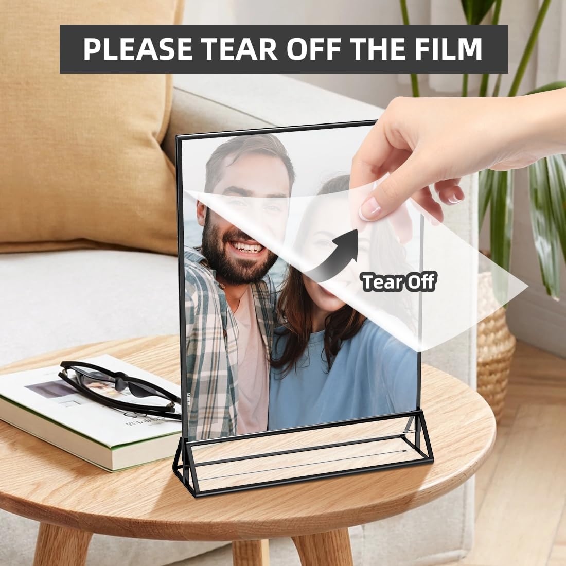 Acrylic Sign Holder 8.5X11 Clear Sign Holder,Double Sided Flyer Holder, Table Menu Holder Display Stand for Wedding Table Number Black (6pcs)