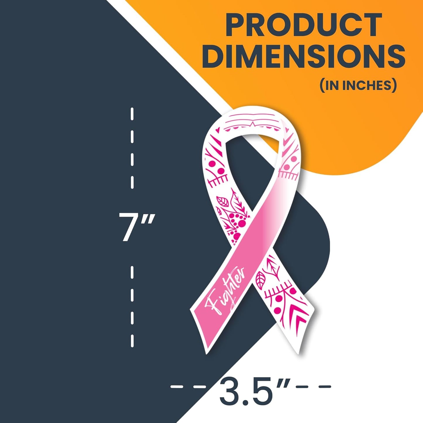 Magnet Me Up Breast Cancer Pink Mandala Fighter Ribbon Magnet Decal, 3.5x7 Inches, Automotive Magnet for Car Truck SUV, Any Magnetic Surface, Gift of Empathy, Encourage Bravery, Crafted in USA