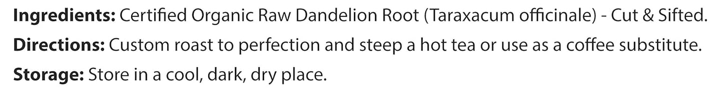 FGO Organic Dandelion Root, Cut and Sifted Loose Tea, 4 Ounce Resealable Bag, Packaging May Vary (Pack of 1)