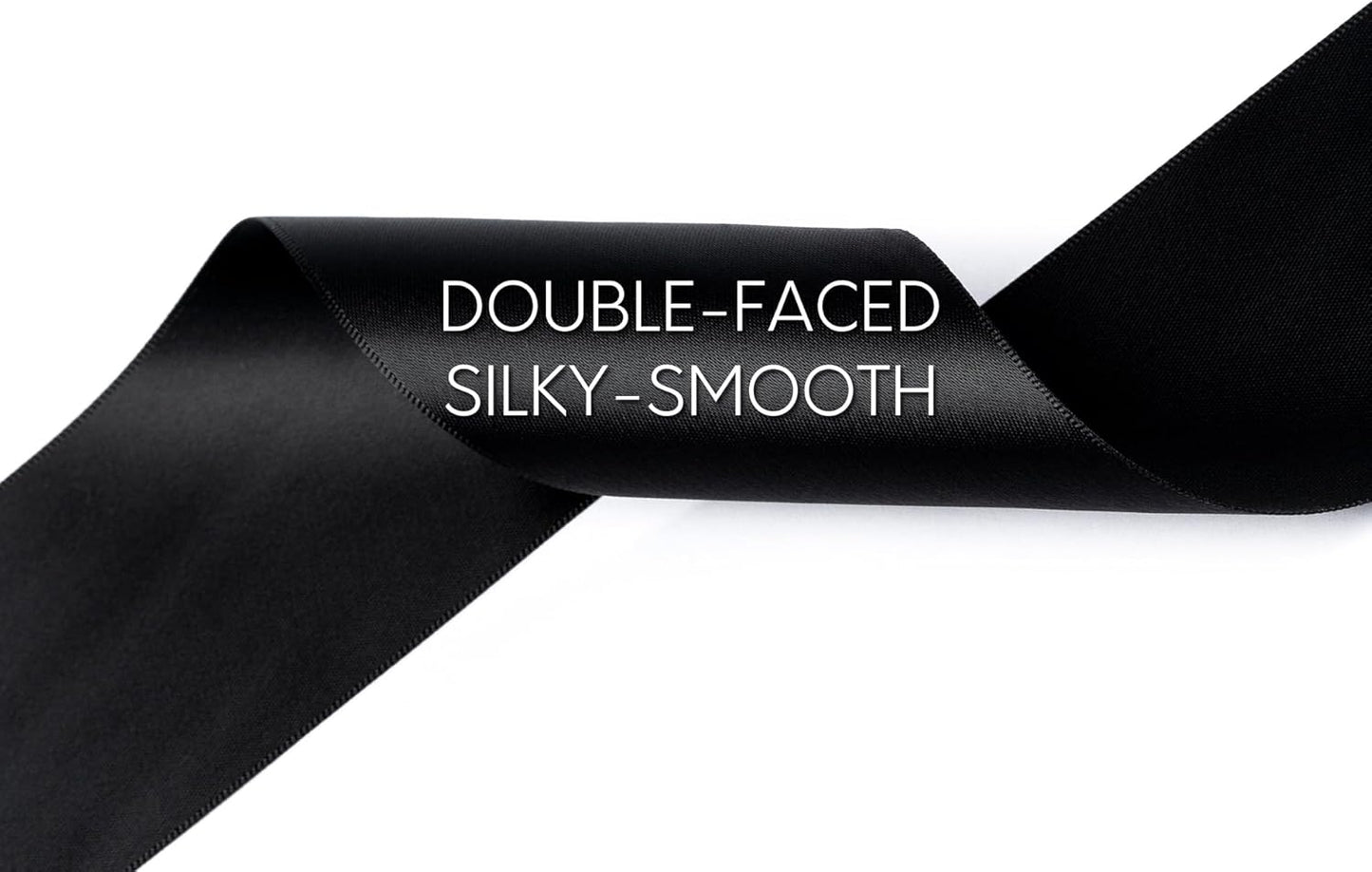 Black Satin Ribbon 2.5 Inch Double-Faced Wide Ribbon 25 Yards for Gift Wrapping Crafts Flower Bouquet Invitations Holiday Decorating