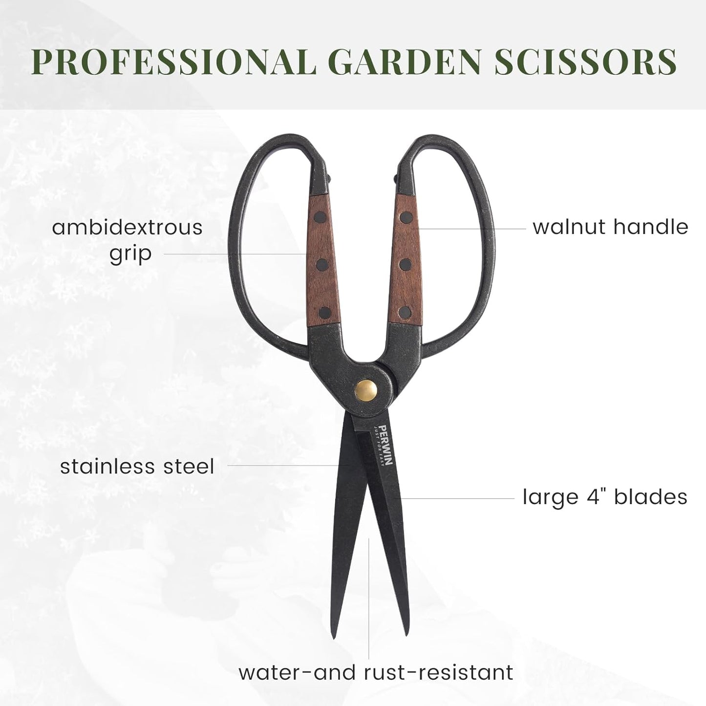 Garden Flower Bonsai Scissors,Walnut Wide Handles Pruning Gardening Scissors Floral Shears for Gardening,Succulent Harvest, and Precision Plant Trimming Care