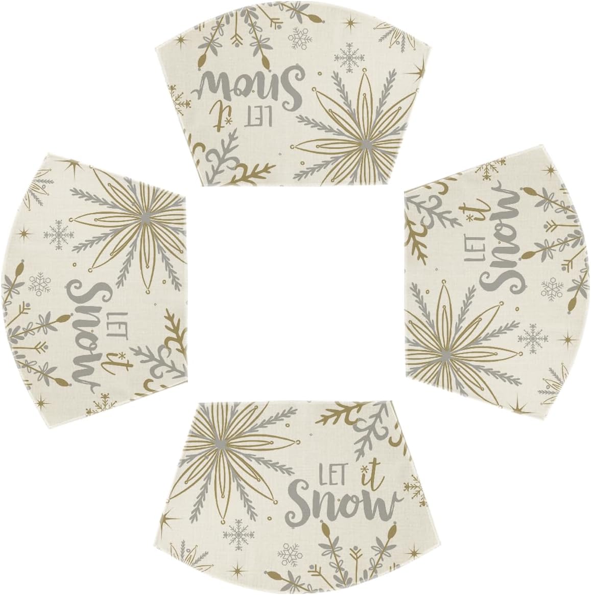 Artoid Mode Christmas Snowflakes Wedge Shape Placemats for Round Table Set of 4, Let it Snow Winter Winter Seasonal Kitchen Dining Table Decoration for Indoor Party Home