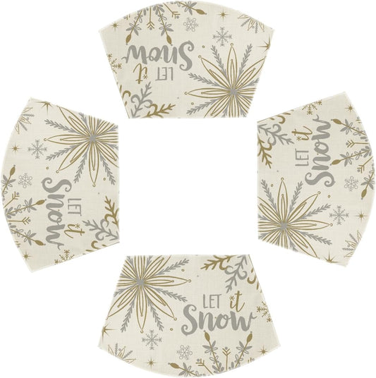 Artoid Mode Christmas Snowflakes Wedge Shape Placemats for Round Table Set of 4, Let it Snow Winter Winter Seasonal Kitchen Dining Table Decoration for Indoor Party Home