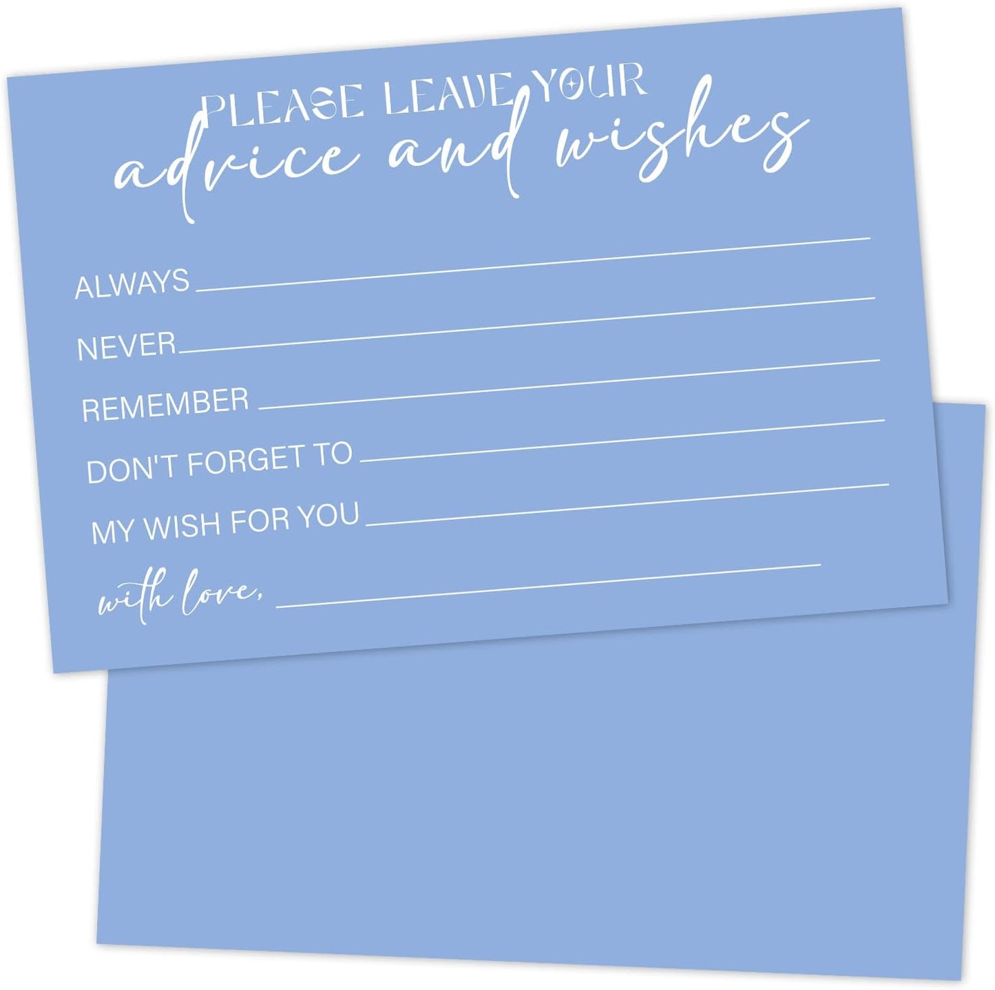 Advice and Wishes For the Mr and Mrs, Blue Advice Cards for Bridal Shower, Well Wishes for Wedding, Baby Shower Birthday And Graduation Party, 4" x6", 25 Pack-09