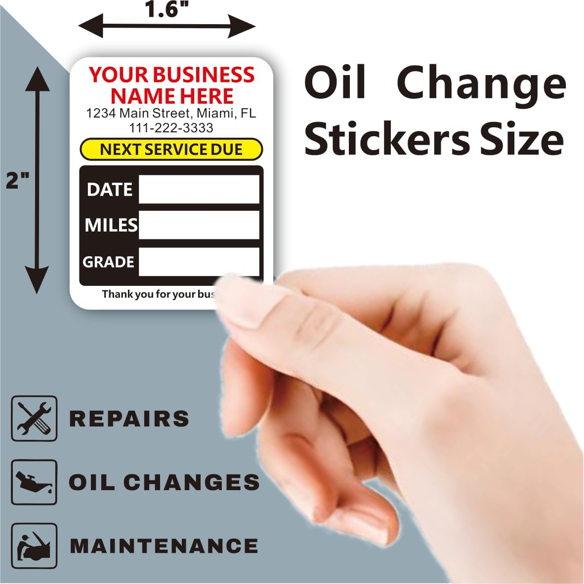 Custom Oil Change Stickers with Your Business Name - Auto Maintenance Service Reminder for Cars Vehicles Trucks Personalized Oil Change Stickers for Windshield 2 Inches（10-10000 pcs）