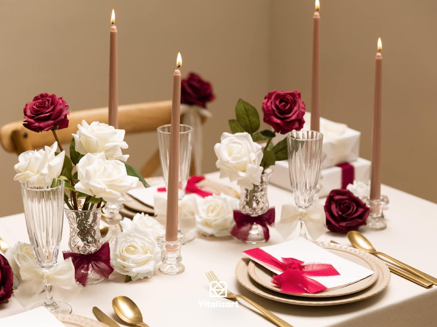 Vitalizart Red Handmade Chiffon Silk Ribbon Fringe 1.5" x 21 Yd Frayed Edges Ribbons for Wedding Invitations Bridal Bouquets Gifts Wrapping Crafts Holiday Party Decorations