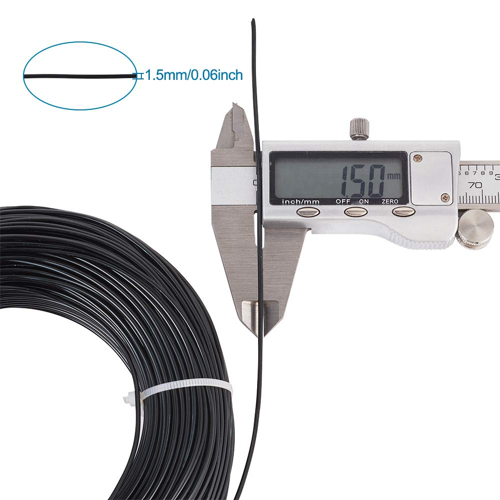 Fashewelry 328 Feet 15 Gauge Aluminum Wire Black Bendable Metal Craft Wire for Beading Jewelry Craft Making (1.5mm)