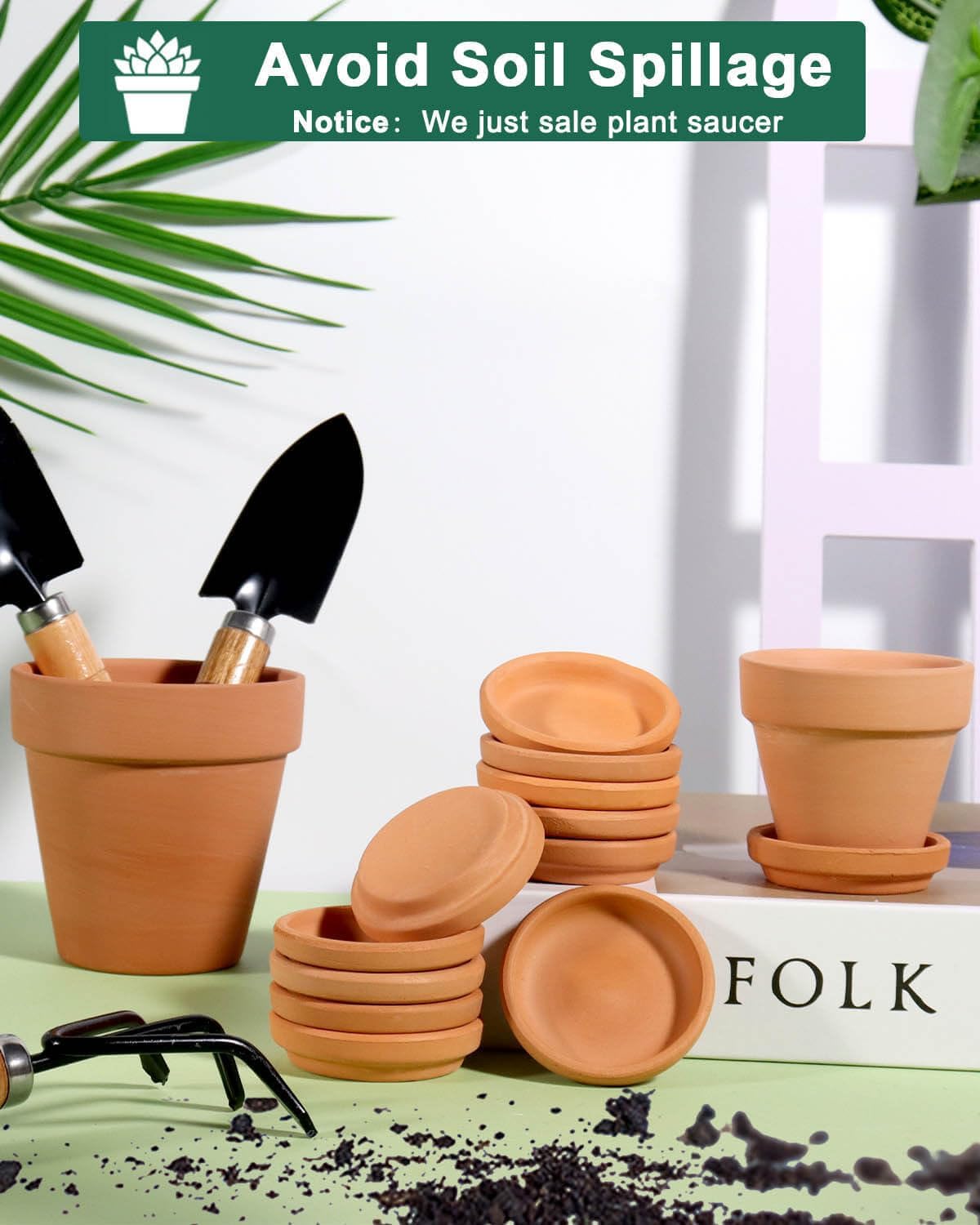 vensovo 2 Inch Terracotta Plant Saucer Pots Tray - 12 pcs Mini Planter Saucers for Indoor & Outdoor Plants, Small Clay Trays Perfect for 1 Inch 1.5Inch Flower Pot