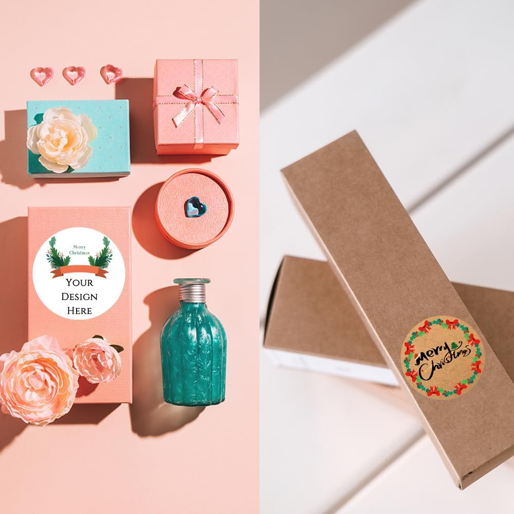 100-1000pcs Custom Stickers Merry Christmas Stickers Personalized Labels Adhesive Xmas Decorative Envelope Seals Stickers for Cards Gift Boxes(VSquare-3)