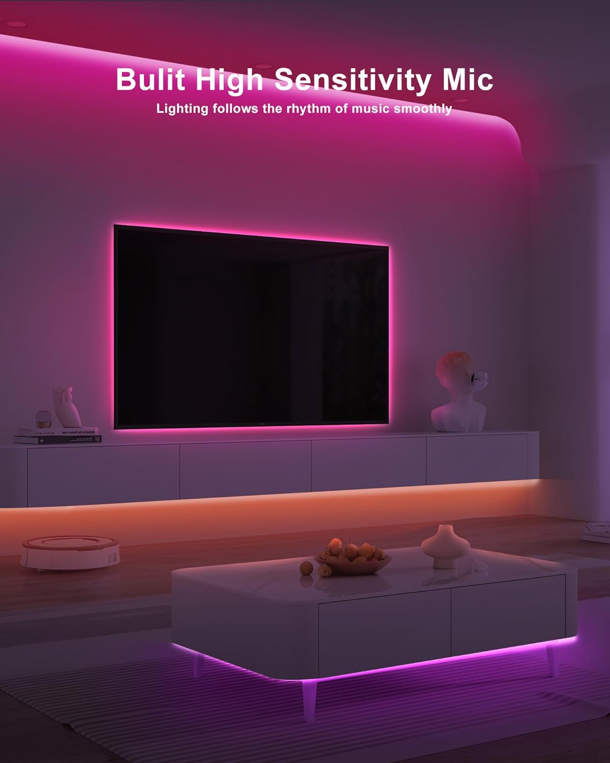 32.8ft Bluetooth RGB COB Led Strip Lights with Remote, Dimmable Smart App Led COB Light Strip, Color Changing Music Sync, Indoor RGB Led Lights for Bedroom, Home Decor, Party