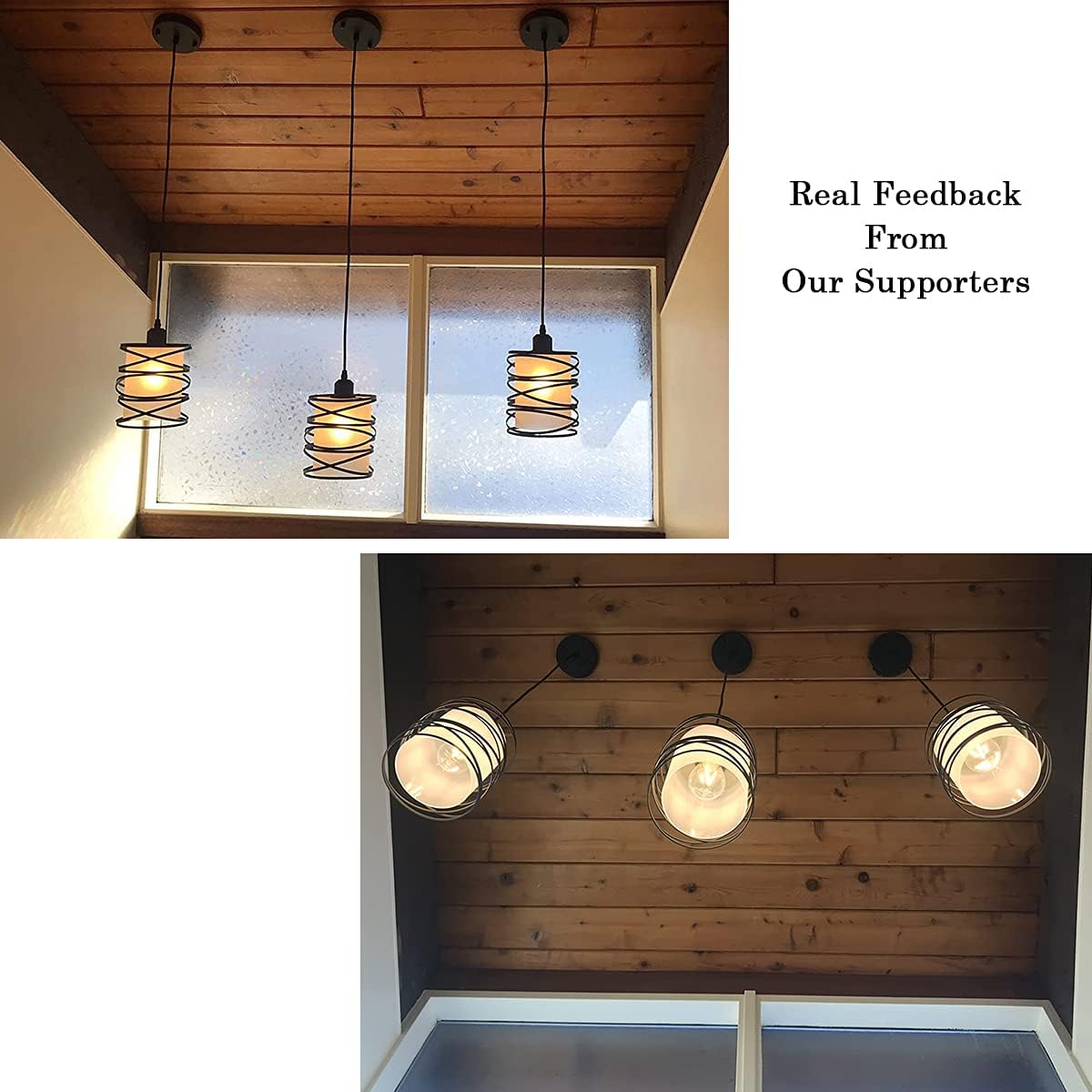 3-Pack Modern Mini Pendant Light Fixture Kitchen Island Pendant Lighting 6.3''Matte Black Spiral Cage and Handblown Frosted Glass Shade Adjustable Cord for Dining Room Hallway Entryway