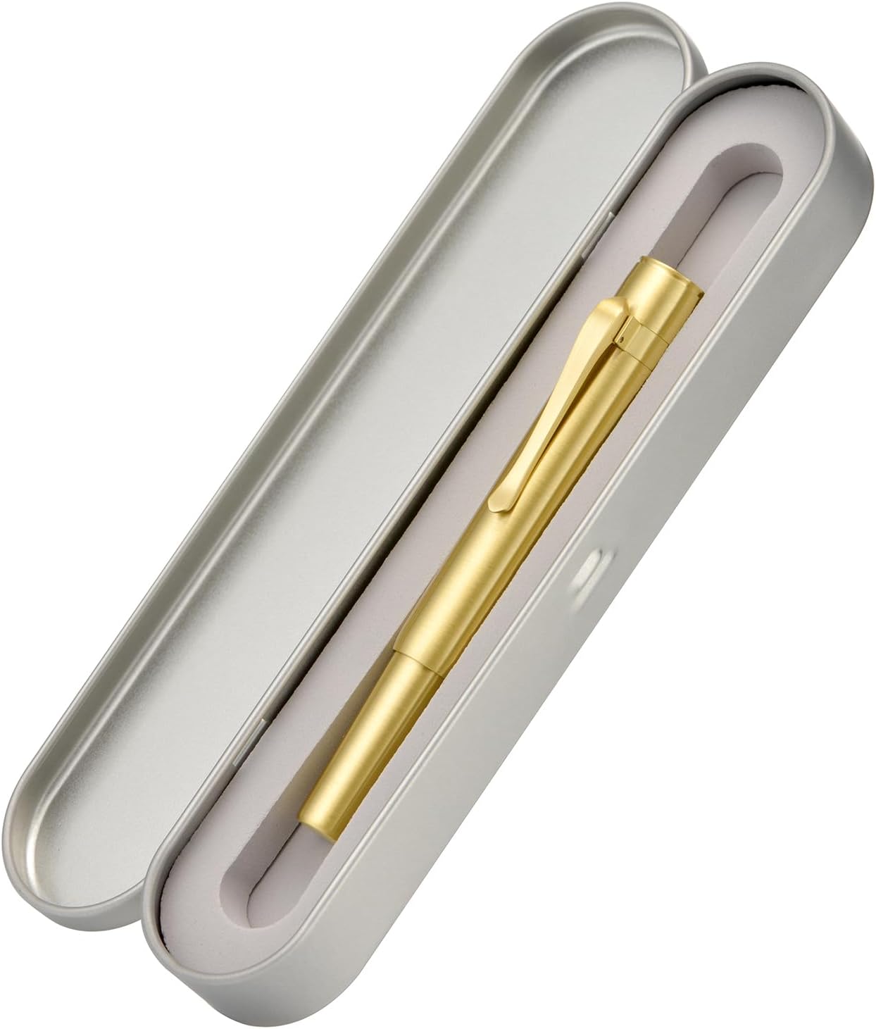 Hongdian M2 Mini Brass Fountain Pen with Bent Nib, Sleek Shape Short Pocket Travel Pen (Glossy Brass)