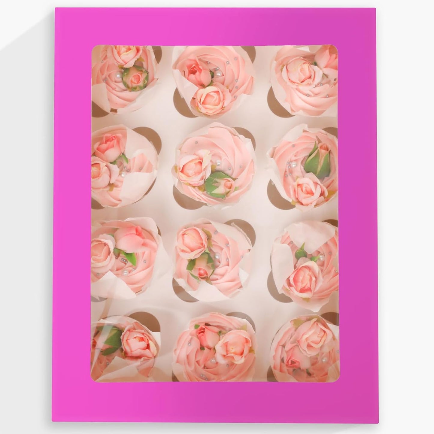 12 Cupcake Containers 10-Packs Roland Cupcake Box Cupcakes Carrier, 12 Cupcake Boxes with Window 13"x10"x3.5"（Auto-pop up）