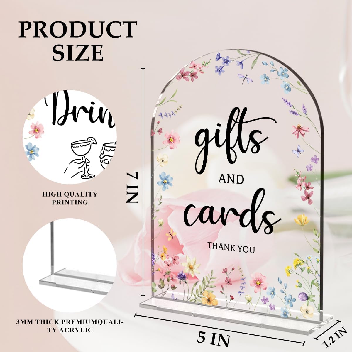 2 Pcs Wedding Decor, Ceremony Sign, Wedding Sign for Reception & Event Party,Bridal Shower Decorations, Wedding Table Decor Accessories for Anniversary And Event 5x7 Inch