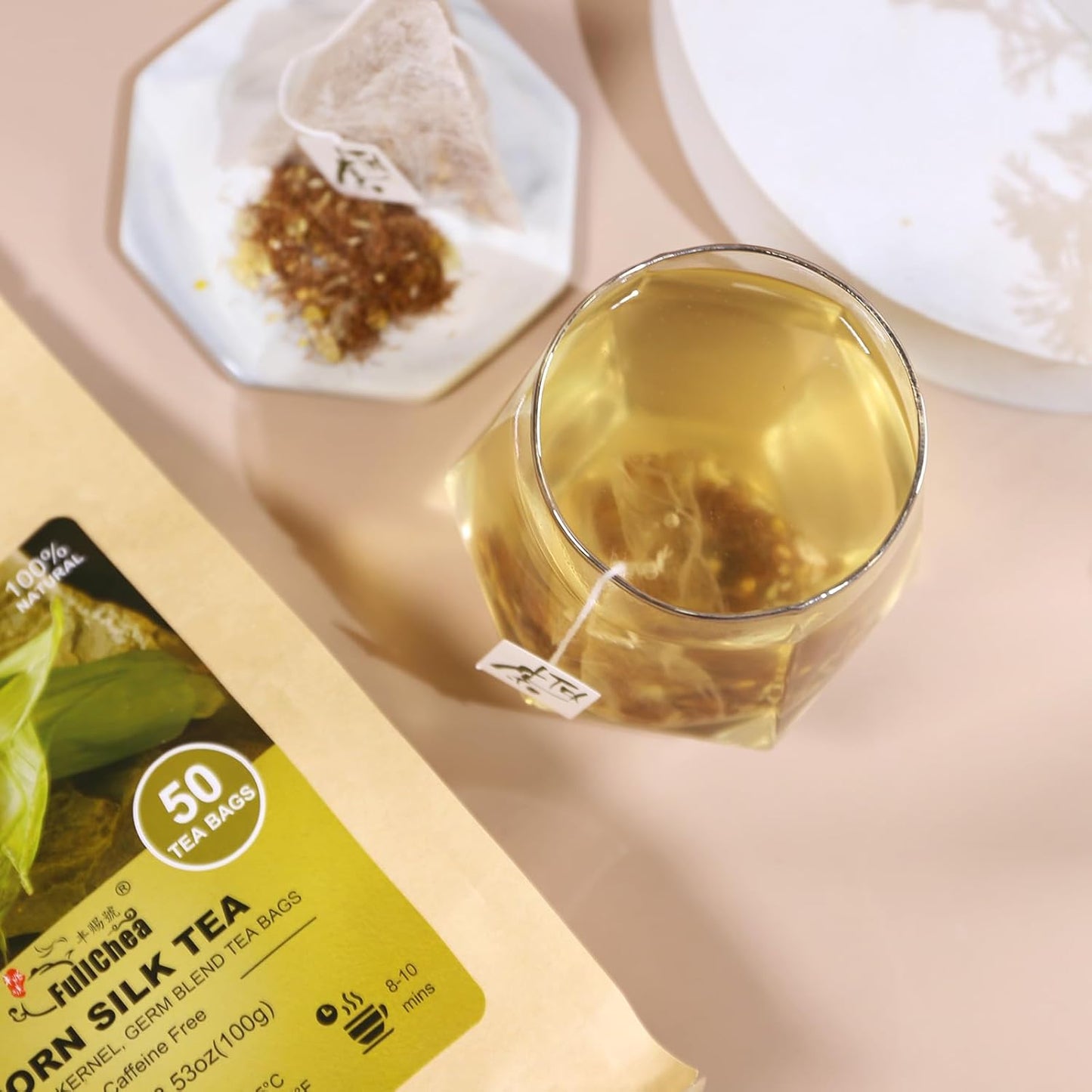 Fullchea - Corn Silk Tea Bags, 50 Counts - Subtly Sweet Flavor & Corn Aroma - Non-GMO - Caffeine-Free - Support Kidney & Aid Digestion