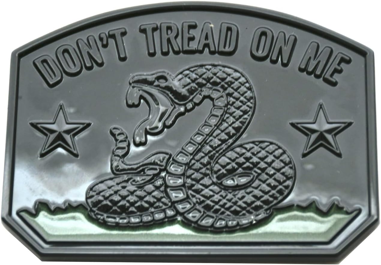 1x Gadsden Flag Rattlesnake Car Emblem 3D Decal Sticker with Don't Tread ON ME Slogan Fit for Car Truck Motorcycle Window Door and Flat Surface (Glossy Black)