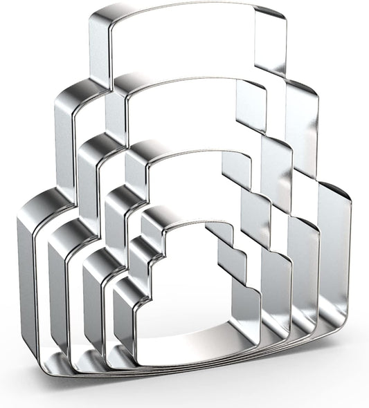 Wedding Cake Cookie Cutter Set - 4 Piece Assorted Sizes (5", 4", 3", 2") - Stainless Steel