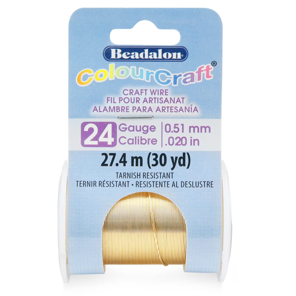 Beadalon ColourCraft Wire, 24 Gauge, Brass Light Color, 30 yd Spool