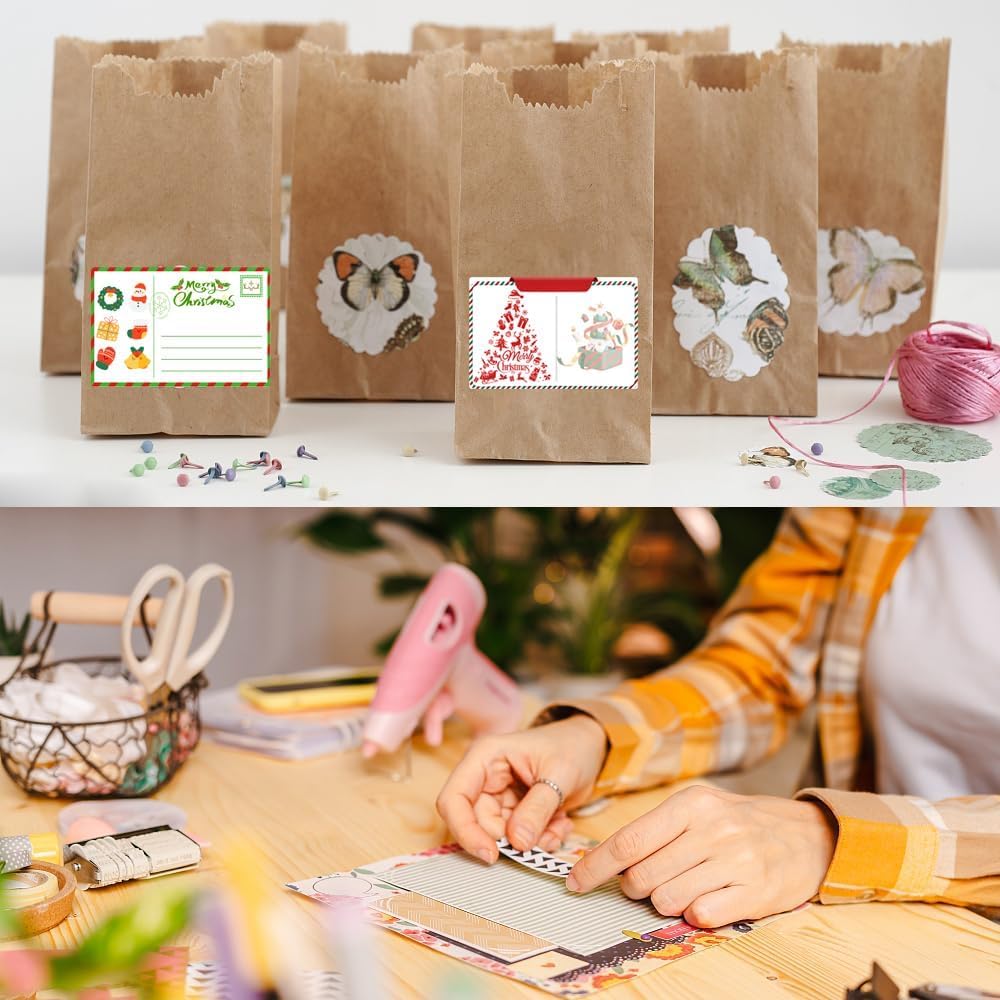 100-1000pcs Custom Stickers Merry Christmas Stickers Personalized Labels Adhesive Xmas Decorative Envelope Seals Stickers for Cards Gift Boxes(VSquare-8)