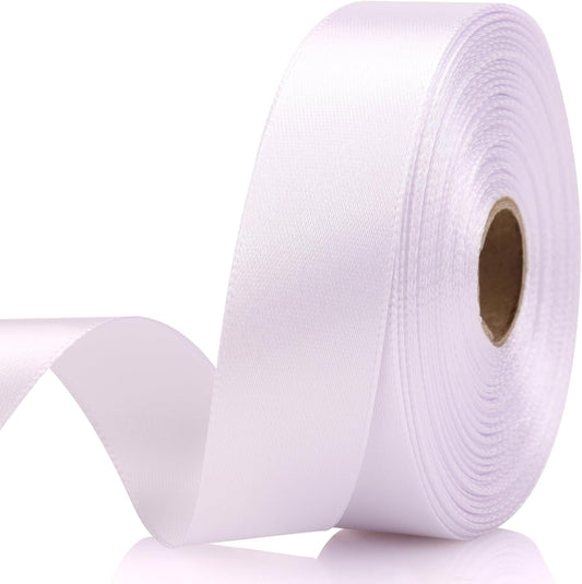 White 7/8 Inch 30 Yards Satin Craft Ribbon - Single Face Polyester Ribbon for Handmade Roses, Gift Wrapping, Timeless Flower, Bouquets, Wedding and Party Decoration
