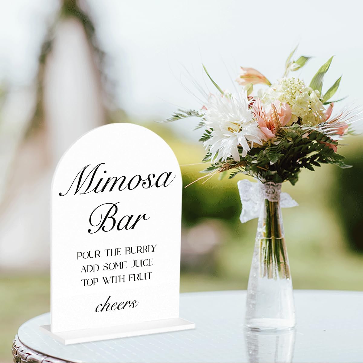 Mimosa Bar Sign, Open Bar Signs, Wedding Engagement Bridal Shower Decor for Reception Ceremony Party, Weddings White Acrylic Sign